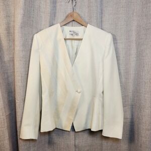 VTG Adolph Schuman/Lilli Ann Blazer Women's S White Suede‎ Jacket Asymmetrical